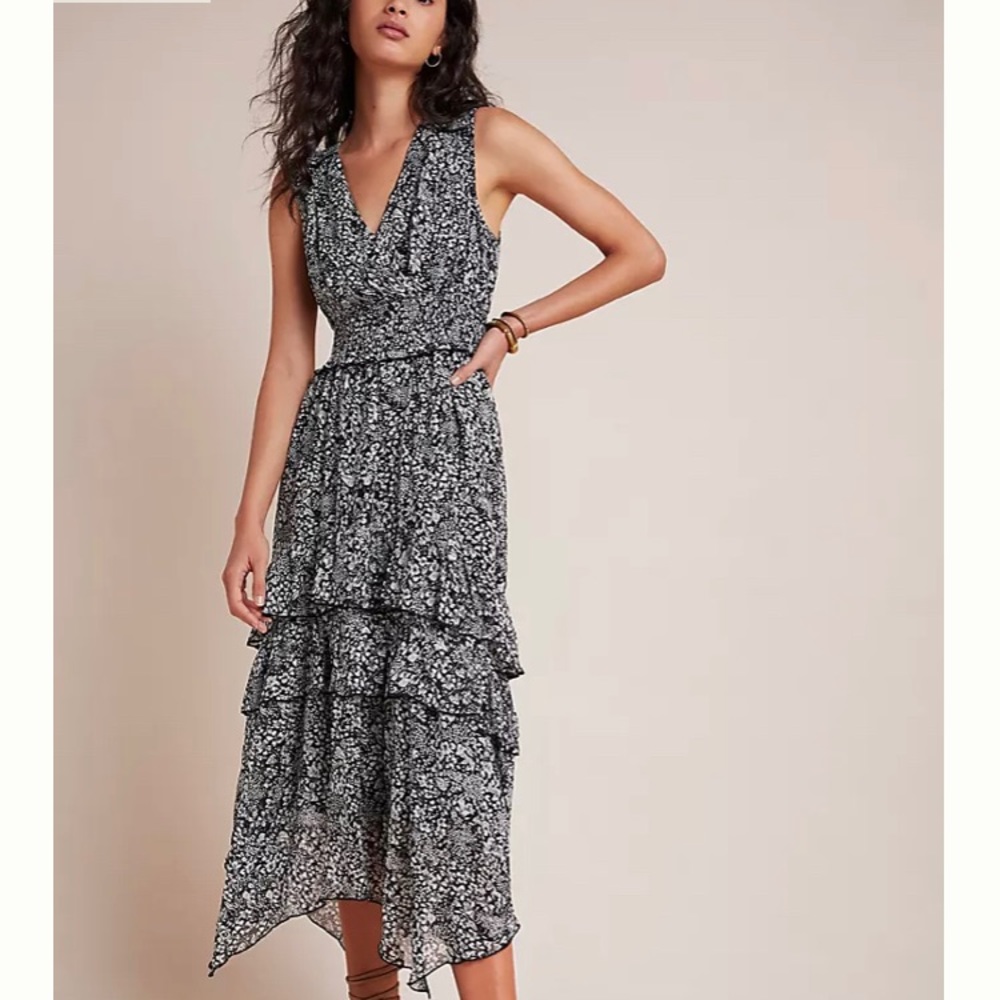 Anthropologie Marcella Tiered Midi Dress XLP